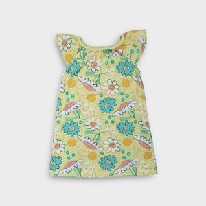 Floral Yellow Nightgown with Ruffle Sleeves